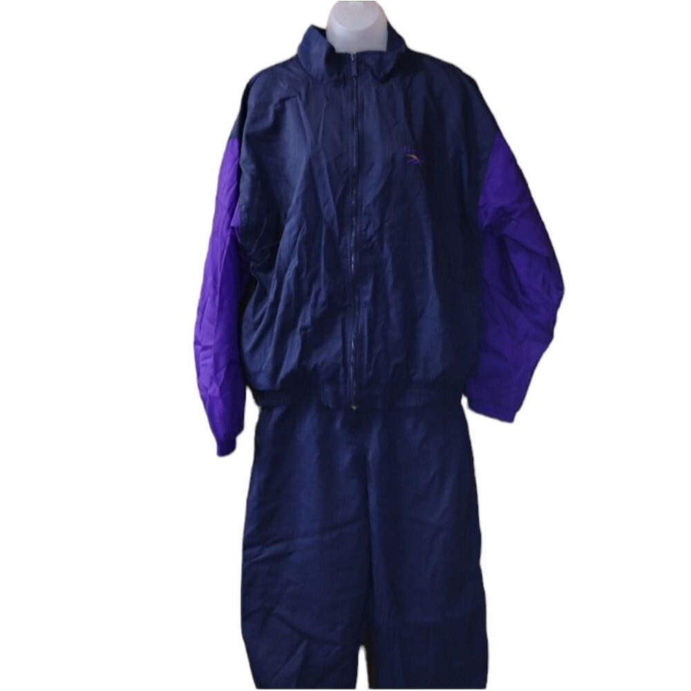 Reebok 90s Black & Purple Tracksuit Set Medium Vintage Athleisure Streetwear